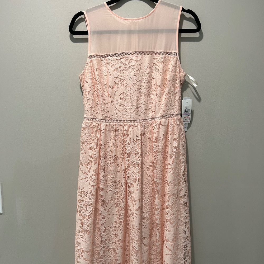 gorgeous peach lace  cocktail midi dress